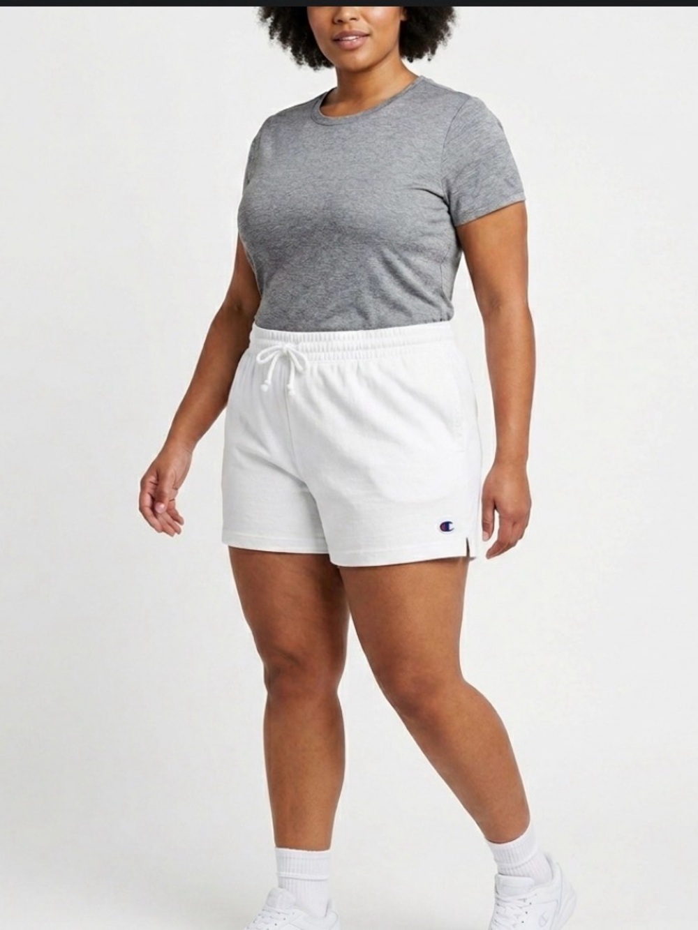 Champion Women's Jersey Shorts Size 2XL NWT White Cotton Athletic Lounge Pockets